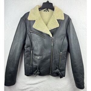 Harley Davidson Women's Sherpa Black Sheep Leather Riding Jacket Size Large‎